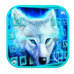 blue night wolf keyboard theme android application logo